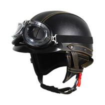 Capacete De Moto Vintage Unissex Meio-Rosto Preto E Marrom Para Homens E Mulheres, Ideal Para