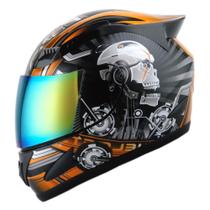 Capacete de motocicleta 1Storm Mechanic Skull Tinted Visor Orange