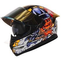 Capacete de motocicleta HAX Obsidian Full Face Dual Visor Samurai Gold S