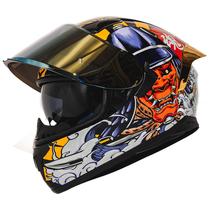 Capacete de Motocicleta HAX Obsidian Full Face - Viseira Dupla Samurai Gold