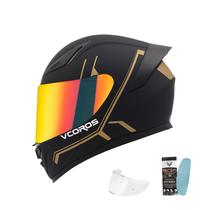 Capacete de motocicleta integral VCOROS WS-609 unissex para adultos dourado