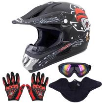 Capacete de motocicleta OUMURS Adult Dirt Bike com óculos, luvas, preto Capacete de motocicleta OUMURS Adult Dirt Bike com óculos, luvas, preto
