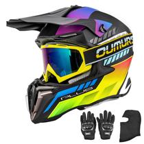 Capacete de motocicleta Oumurs Dual Visor Adult Black M com luvas Capacete de motocicleta Oumurs Dual Visor Adult Black M com luvas