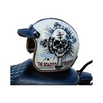 Capacete De Motocicleta Retrô Com Estampa De Caveira Vintage 3/4 Para Motos De Passeio E Scooters -