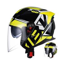 Capacete De Motocicleta Unissex Padrão Nacional 3C, Capacete Meio Aberto Com Lente Dupla, Universal