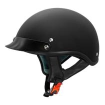 Capacete de Motocicleta VCAN Cruiser - Meia Face, Preto Fosco