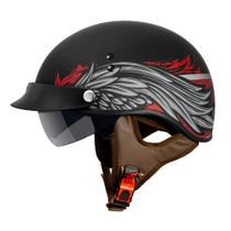 Capacete de Motocicleta VCAN Cruiser Phoenix - Meia Face, Preto, Tamanho Grande