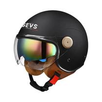 Capacete De Motocicleta Vintage Leve Com Viseira Dupla 3/4 Aberto Retrô Para Pilotagem Casco Moto 3C