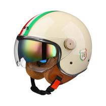 Capacete De Motocicleta Vintage Leve Com Viseira Dupla 3/4 Aberto Retrô Para Pilotagem Casco Moto 3C
