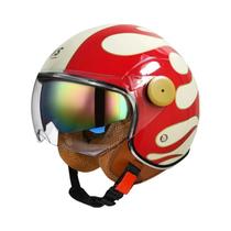 Capacete De Motocicleta Vintage Leve Com Viseira Dupla 3/4 Aberto Retrô Para Pilotagem Casco Moto 3C
