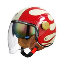 Capacete De Motocicleta Vintage Leve Com Viseira Dupla 3/4 Aberto Retrô Para Pilotagem Casco Moto 3C