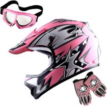 Capacete de Motocross 1Storm Matt Star Pink - Aprovado DOT para Jovens