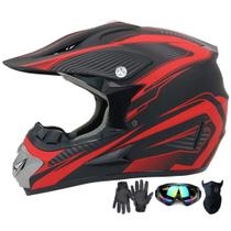 Capacete de motocross SanQing Trend Full Face certificado DOT vermelho