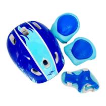 Capacete De Patins com Kit Proteção Infantil Esportivo Para Patins Patinete Bike Skate 7 Peças Azul
