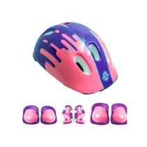Capacete De Patins Kit Proteção Infantil Esportivo Patins Patinete Bike Skate 7 Pçs Rosa e Lilás Capacete De Patins Kit Proteção Infantil Esportivo Patins Patinete Bike Skate 7 Pçs Rosa e Lilás