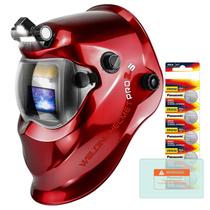Capacete de soldagem TRQWH Pro 2 Auto Darkening Solar Powered Red