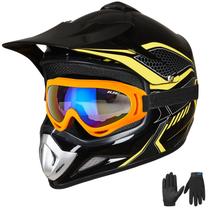 Capacete Dirt Bike ILM BLD-818 para jovens e crianças, rosto inteiro, amarelo DOT