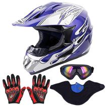 Capacete Dirt Bike OUMURS Adult com óculos, luvas e máscara, azul M Capacete Dirt Bike OUMURS Adult com óculos, luvas e máscara, azul M