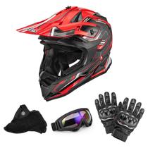 Capacete Dirt Bike OUMURS ATV para adultos com óculos, luvas e máscara