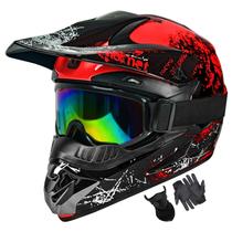 Capacete Dirt Bike SPARK Kids Motorcycle, aprovado pelo DOT, vermelho