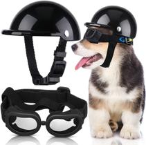 Capacete e Óculos para cachorros - Preto - Tam U