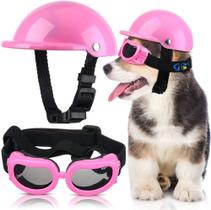 Capacete e Óculos para cachorros - Rosa - Tam U