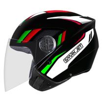 Capacete ebf aberto c/vis. spark jet sting preto/branco-56