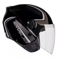 Capacete ebf aberto c/vis. spark jet sting preto/prata-60