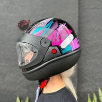 Capacete EBF Automatico Style Preto Rosa Capacete EBF Automatico Style Preto Rosa