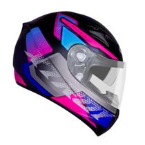 Capacete ebf c/oculos interno xtroy furios pto fosc/rosa-60