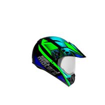 Capacete ebf cross c/vis.super motard action preto/verde-56