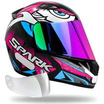 Capacete Ebf Dragon Rosa Mais Viseira Camaleão