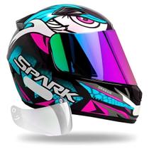 Capacete Ebf Dragon Tiffany Mais Viseira Camaleão Capacete Ebf Dragon Tiffany Mais Viseira Camaleão