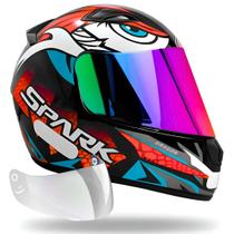 Capacete Ebf Dragon Vermelho Mais Viseira Camaleão Tamanho:56