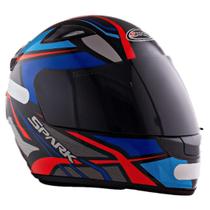 Capacete Ebf Moto Fechado Spark Spider Preto Azul Mais Viseira Camaleão ou Fumê