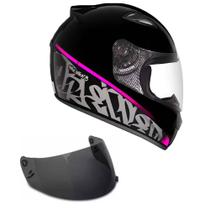 Capacete Ebf New Spark Black Edition 3 Preto e Rosa Mais Viseira Fumê Tamanho:58