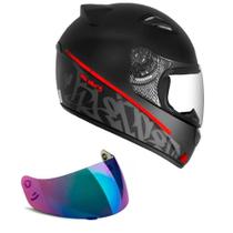 Capacete Ebf New Spark Black Edition 3 Preto e Vermelho Mais Viseira Camaleão Tamanho:56