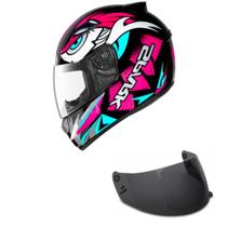 Capacete Ebf New Spark Dragon Rosa Mais Viseira Fumê Capacete Ebf New Spark Dragon Rosa Mais Viseira Fumê