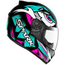 Capacete Ebf New Spark Dragon Verde e Rosa Capacete Ebf New Spark Dragon Verde e Rosa