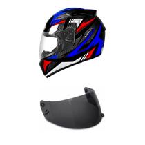 Capacete Ebf New Spark Flash Preto e Azul Mais Viseira Fumê