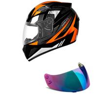 Capacete Ebf New Spark Flash Preto e Laranja Mais Viseira Camaleão