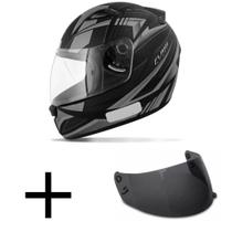 Capacete Ebf New Spark Flash Preto e Prata Fosco Mais Viseira Fumê Capacete Ebf New Spark Flash Preto e Prata Fosco Mais Viseira Fumê
