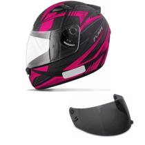 Capacete Ebf New Spark Flash Preto e Rosa Mais Viseira Fumê