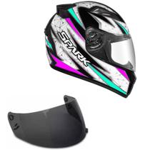 Capacete Ebf New Spark Fusion Preto Branco e Tifany Mais Viseira Fumê Tamanho:58 Capacete Ebf New Spark Fusion Preto Branco e Tifany Mais Viseira Fumê Tamanho:58