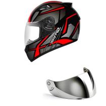 Capacete Ebf New Spark Spider Preto e Vermelho Mais Viseira Prata