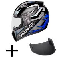 Capacete Ebf New Spark Spot Preto e Azul Fosco Mais Viseira Fumê