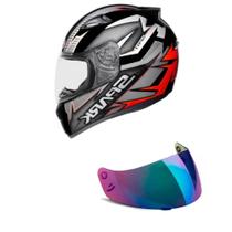 Capacete Ebf New Spark Spot Preto e Vermelho Mais Viseira Camaleão