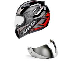 Capacete Ebf New Spark Spot Preto e Vermelho Mais Viseira Prata Tamanho:56