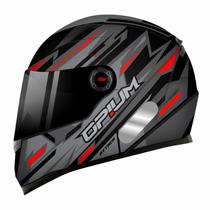 Capacete Ebf Opium Attack Monocroma Preto Cinza e Vermelho Tamanho:56 Capacete Ebf Opium Attack Monocroma Preto Cinza e Vermelho Tamanho:56