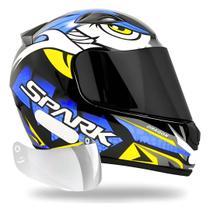 Capacete Ebf Spark Dragon Azul Mais Viseira Fumê Cor:AzulTamanho:58 Capacete Ebf Spark Dragon Azul Mais Viseira Fumê Cor:AzulTamanho:58